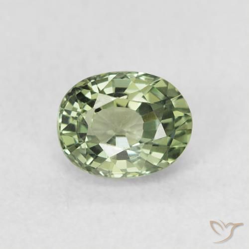 Saphir Vert grisâtre naturelle ovale, 0.66 ct, VVS