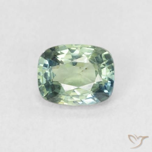 0.60ct Naturel Bleu vert moyen Saphir, Coussin, VVS-VS