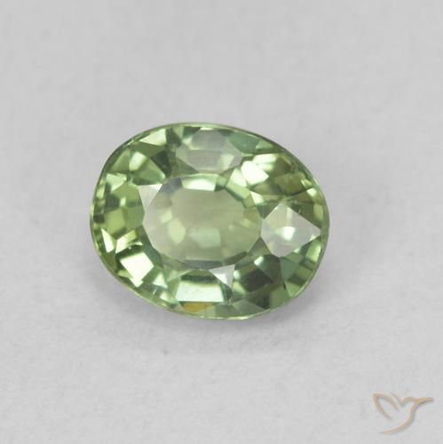 Saphir Vert sauge léger naturelle ovale, 0.56 ct, VVS-VS