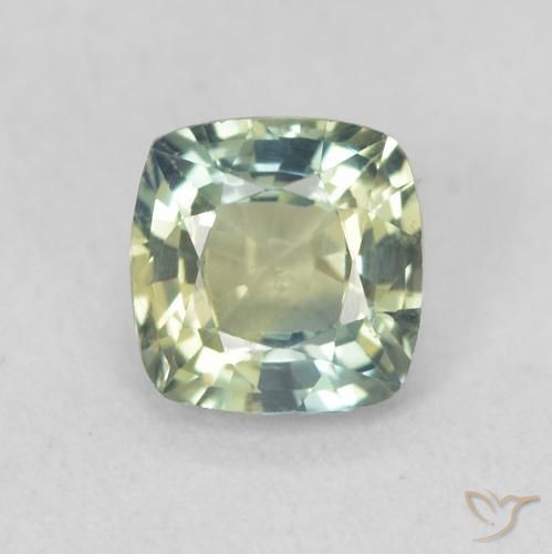 0.77ct Naturel Bleu vert Saphir, Coussin, VS