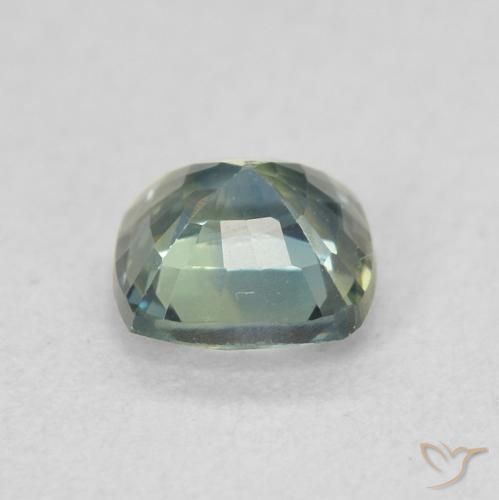 Saphir Bleu vert naturelle Coussin, 0.77 ct, VS