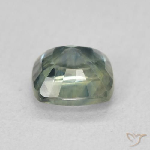 Saphir Bleu vert naturelle Coussin, 0.87 ct, VS