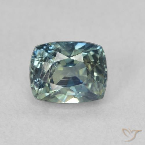 0.74ct Naturel Bleu vert Saphir, Coussin, VS