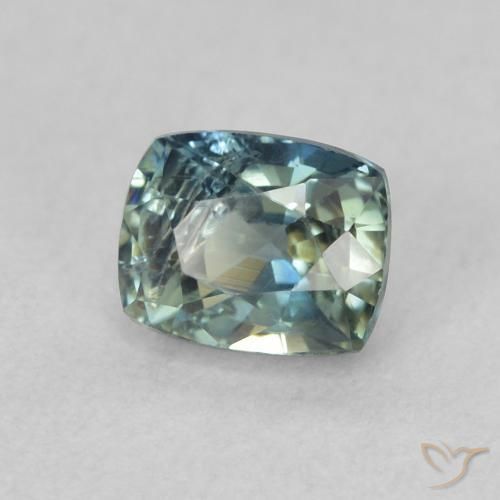 Saphir Bleu vert naturelle Coussin, 0.74 ct, VS