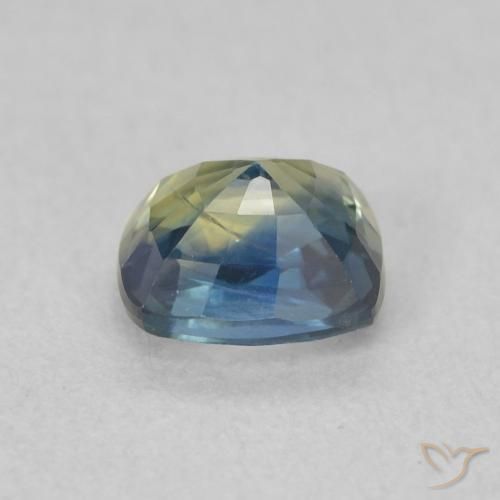 Saphir Bleu vert naturelle Coussin, 0.74 ct, VS