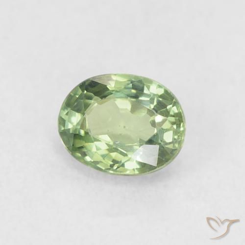 Saphir Vert sauge léger naturelle ovale, 0.57 ct, VVS-VS
