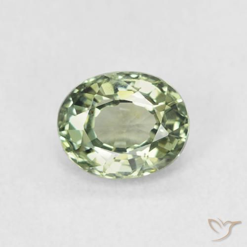 Saphir Vert sauge naturelle ovale, 0.60 ct, VVS-VS