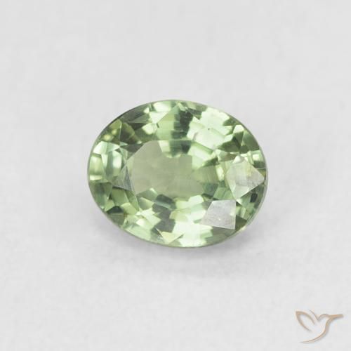 Saphir Vert sauge naturelle ovale, 0.55 ct, VVS-VS