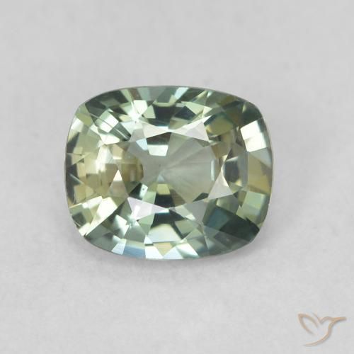 0.69ct Naturel Bleu vert Saphir, Coussin, VVS-VS