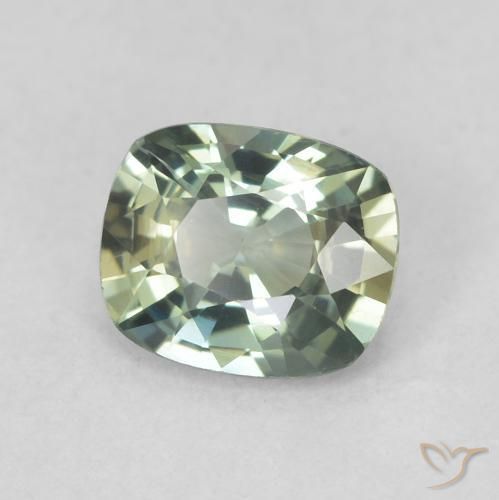 Saphir Bleu vert naturelle Coussin, 0.69 ct, VVS-VS
