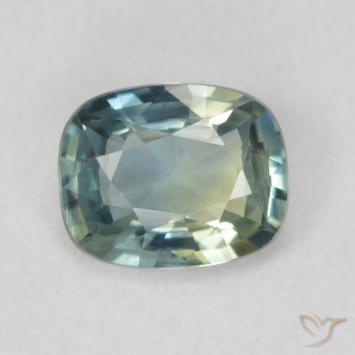 0.79ct Naturel Bleu vert Saphir, Coussin, VVS-VS