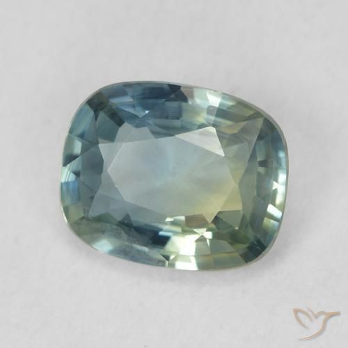 Saphir Bleu vert naturelle Coussin, 0.79 ct, VVS-VS