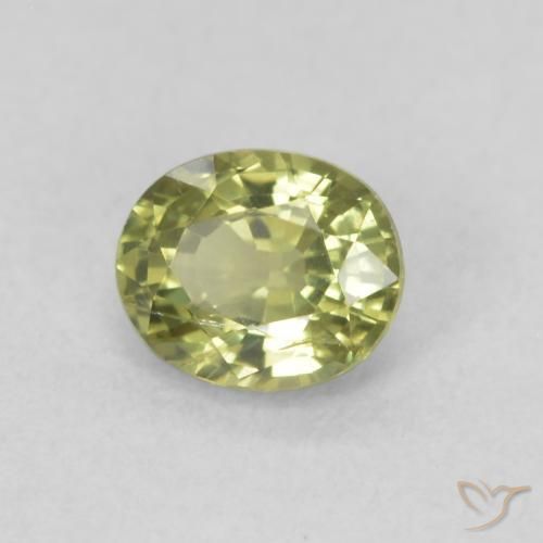 Saphir Olive verte naturelle ovale, 0.54 ct, VS