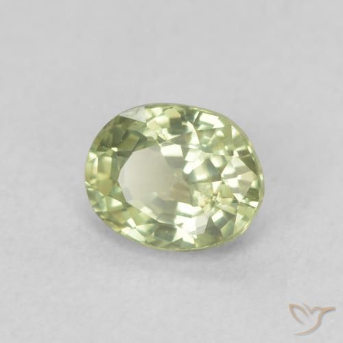 Saphir Vert chaud naturelle ovale, 0.53 ct, VS