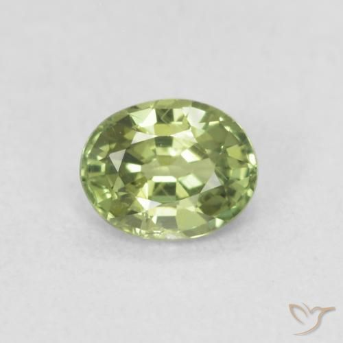 0.42ct Naturel Vert jaunâtre Saphir, ovale, VS
