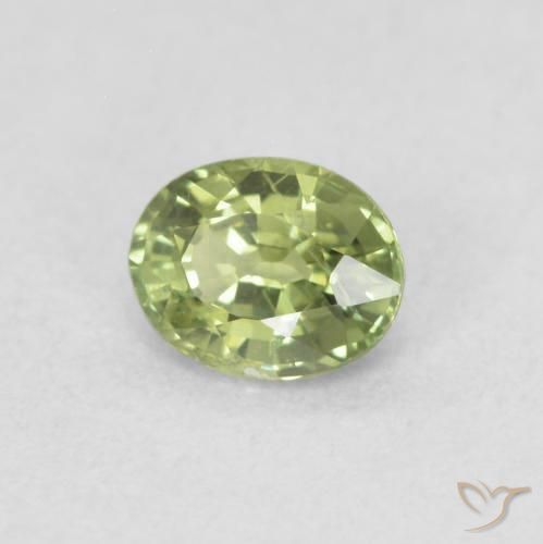 Saphir Vert jaunâtre naturelle ovale, 0.42 ct, VS