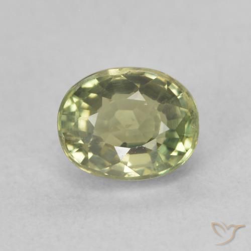 0.76ct Naturel Vert jaunâtre Saphir, ovale, VS