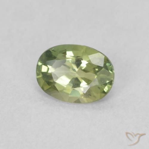 Saphir Olive verte naturelle ovale, 0.37 ct, VVS