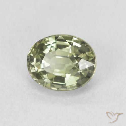 Saphir Vert sauge naturelle ovale, 0.64 ct, VVS