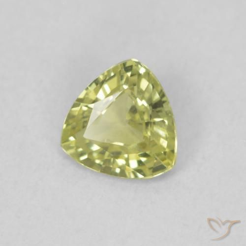 Saphir Olive verte naturelle Trillion, 0.37 ct, VVS