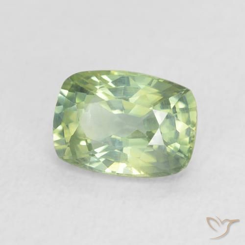 Saphir Vert sauge très clair naturelle Coussin, 0.84 ct, VS