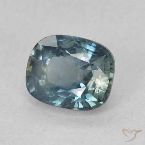 Saphir Sarcelle naturelle Coussin, 0.91 ct, VS