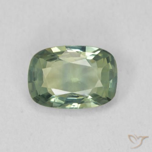 0.92ct Naturel Bleu verdâtre Saphir, Coussin, VVS
