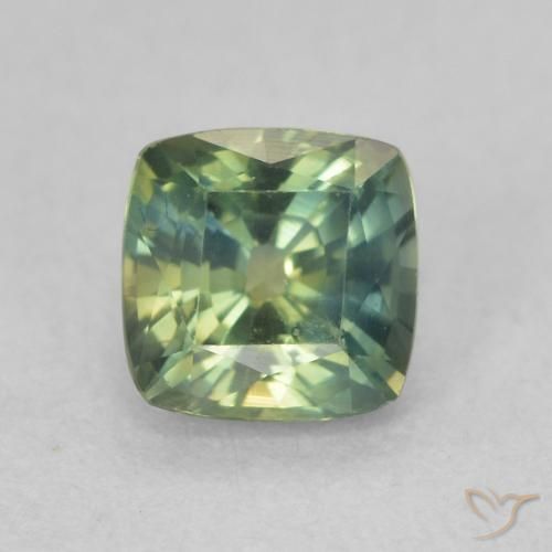 0.91ct Naturel Bleu verdâtre Saphir, Coussin, VVS-VS