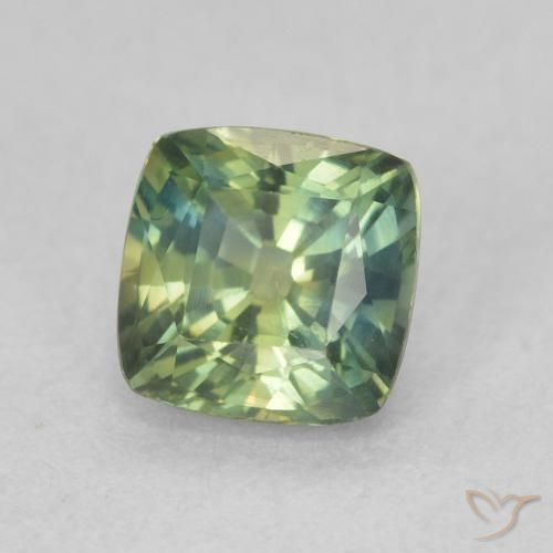 Saphir Bleu verdâtre naturelle Coussin, 0.91 ct, VVS-VS