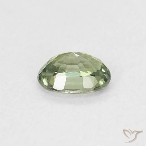 Saphir Vert grisâtre naturelle ovale, 0.42 ct, VVS