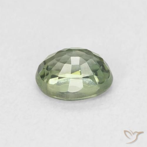 Saphir Vert grisâtre naturelle ovale, 0.62 ct, VVS