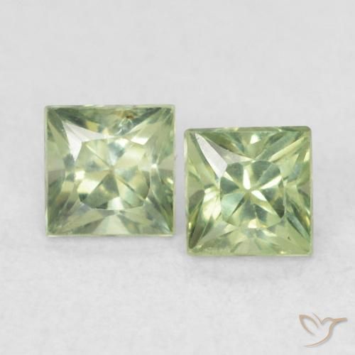 0.45ctw Naturel Vert chaud Saphir, Carré, VS