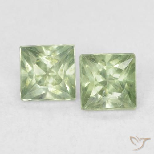 0.43ctw Naturel Vert moyen Saphir, Carré, VS