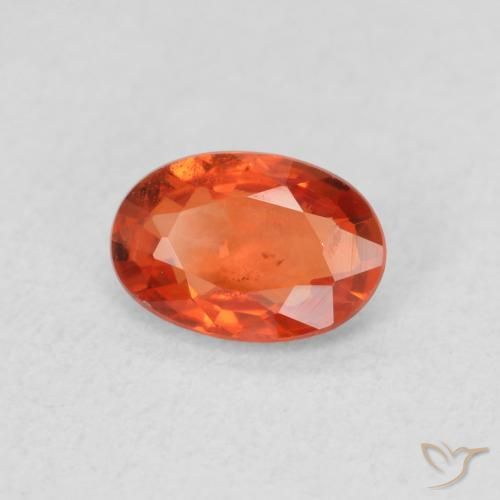 Saphir Orange feu naturelle ovale, 0.58 ct, VS