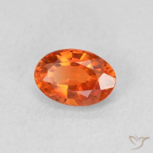 Saphir Orange feu naturelle ovale, 0.63 ct, VS
