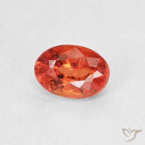 Saphir Orange chaud naturelle ovale, 0.78 ct, VS