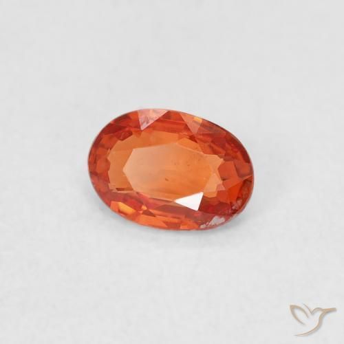 Saphir Orange rougeâtre naturelle ovale, 0.44 ct, VS