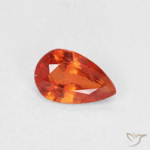 Saphir Orange rougeâtre naturelle En forme de poire, 0.55 ct, VS