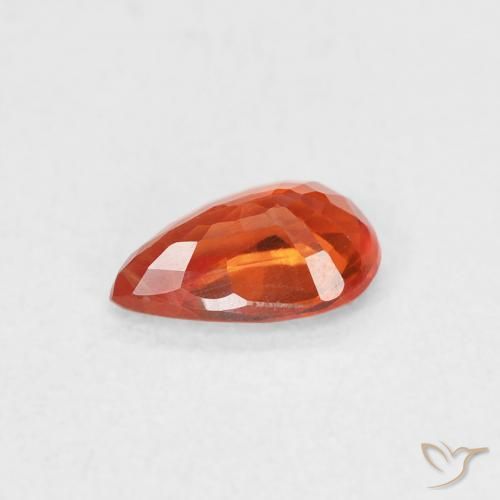 Saphir Orange rougeâtre naturelle En forme de poire, 0.55 ct, VS