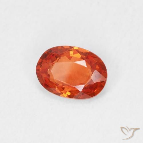 Saphir Orange chaud naturelle ovale, 0.50 ct, VS