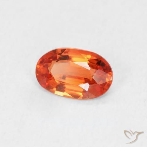 Saphir Orange rougeâtre naturelle ovale, 0.54 ct, VVS