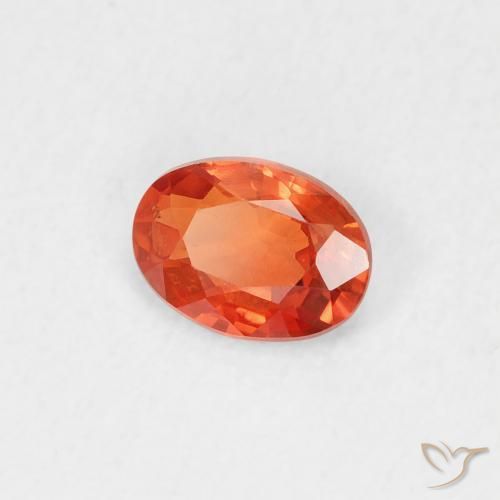 Saphir Orange rougeâtre naturelle ovale, 0.49 ct, VVS-VS
