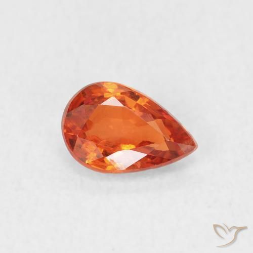 Saphir Orange feu naturelle En forme de poire, 0.59 ct, VS