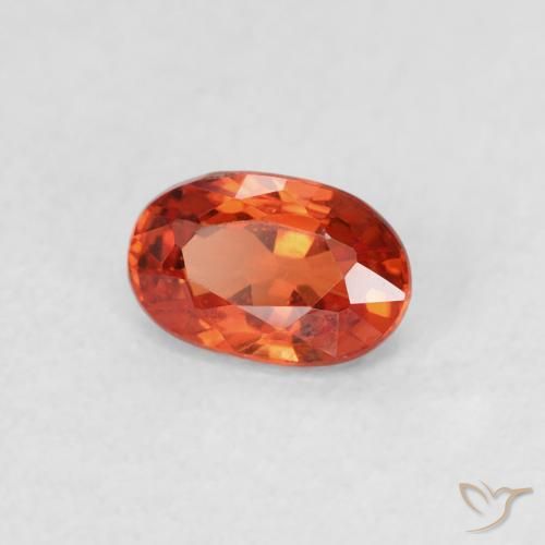 Saphir Orange rougeâtre naturelle ovale, 0.65 ct, VVS