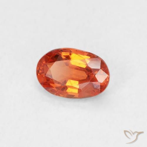 Saphir Orange rougeâtre naturelle ovale, 0.59 ct, VS