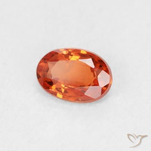 Saphir Orange rougeâtre naturelle ovale, 0.52 ct, VS