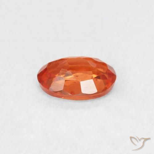 Saphir Orange rougeâtre naturelle ovale, 0.52 ct, VS