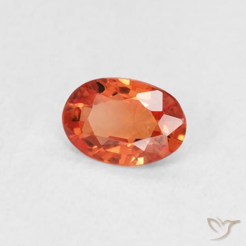 Saphir Orange feu naturelle ovale, 0.48 ct, VS