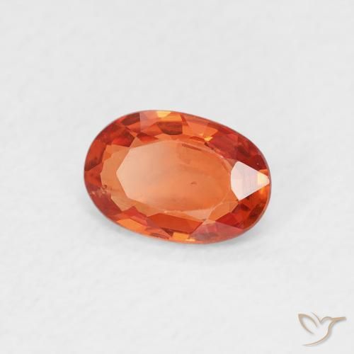 Saphir Orange rougeâtre naturelle ovale, 0.55 ct, VS