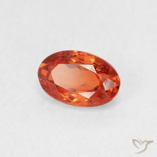 Saphir Orange rougeâtre naturelle ovale, 0.66 ct, VS
